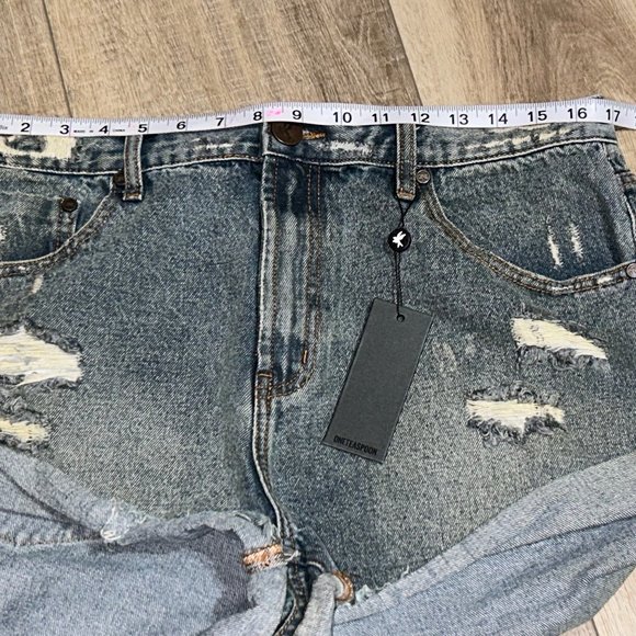 NWT One Teaspoon Bandits Jean Shorts Size 32  Memphis Distressed Mid Waist - Picture 10 of 14